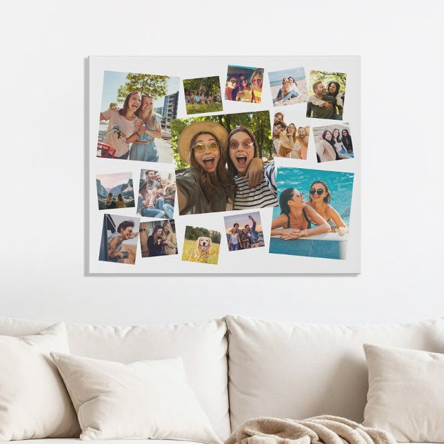 Modern 15 Photo Collage Faux Canvas Print (Creator Uploaded)