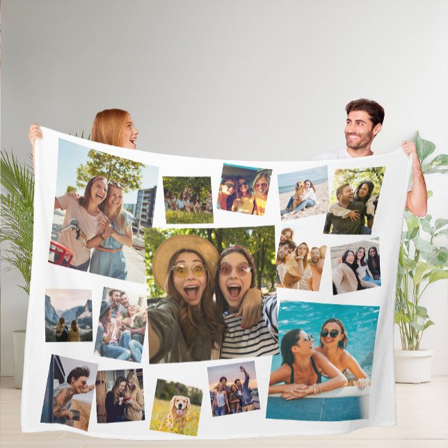Modern 15 Photo Collage Fleece Blanket (Creator Uploaded)