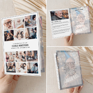Modern 15-Photo Collage Memorial/Funeral Program