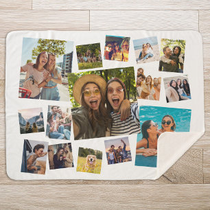 Modern 15 Photo Collage Sherpa Blanket