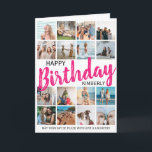 Modern 16 Photo | Any Age Happy Birthday Card<br><div class="desc">Have fun creating your very own photo collage birthday card by using this Modern Happy Birthday card template. Featuring a photo collage of 16 square photographs, which can easily be downloaded from your phone or computer. Personalize by customizing the name and message. Text font color can be changed to any...</div>