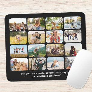Modern 16 Photo Collage With Quote Mouse Pad