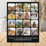 Modern 16 Photo Collage With Quote Plaque<br><div class="desc">Create your own photo display plaque featuring 16 of your pictures in a modern grid collage alongside your favorite inspirational quote or personalized text in simple typography.</div>
