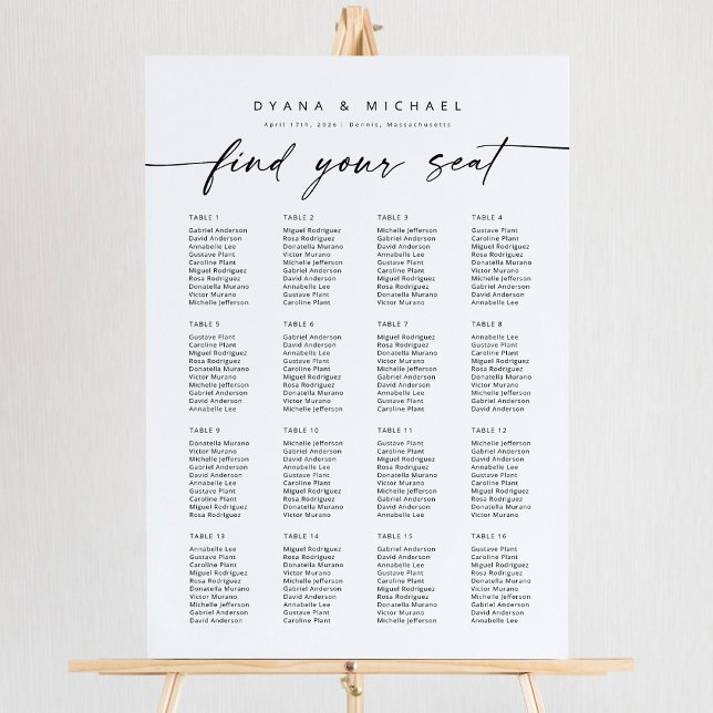 Modern 16 Tables Find Your Seat Seating Chart Foam Board (Creator Uploaded)