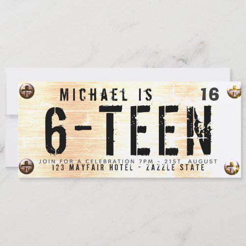 MODERN 16th Birthday BOY Car LICENSE Plate Rusty