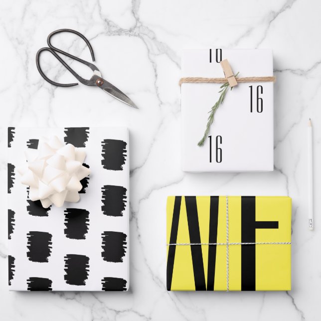 MOdern 16th birthday party wrapping paper (Front)