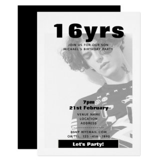 birthday 16th invitations boys invite modern announcements