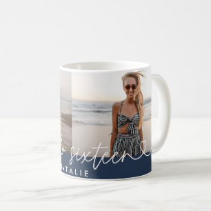 Modern 16th birthday simple stylish elegant script coffee mug