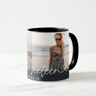 Modern 16th birthday simple stylish elegant script mug