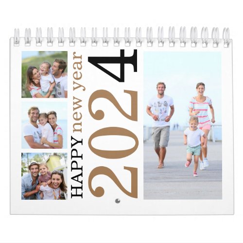 Modern 17 Family Photos Happy New Year 2024 Calendar