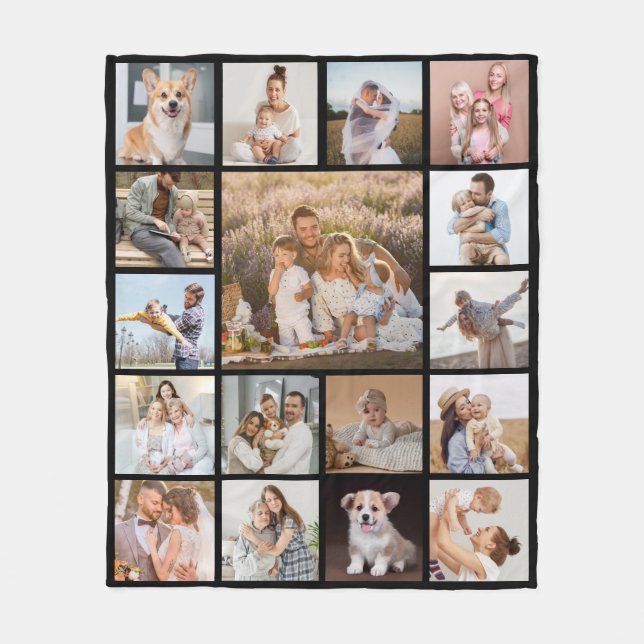 Modern 17 Photo Collage Fleece Blanket (Front)