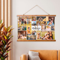 Modern 17 Photo Collage Monogram Script Name