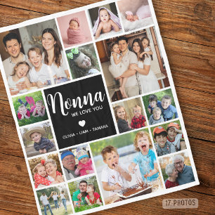 Modern 17 Photo Collage Nonna We Love You White Fleece Blanket