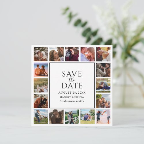 Modern 17 Photo Collage Wedding Save The Date