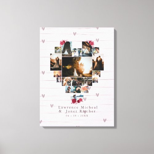 Modern 18 Heart shaped Photo Collage for her  him Canvas Print