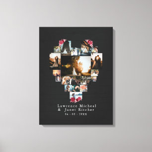 Modern 18 Heart shaped Photo Collage for her / him Canvas Print