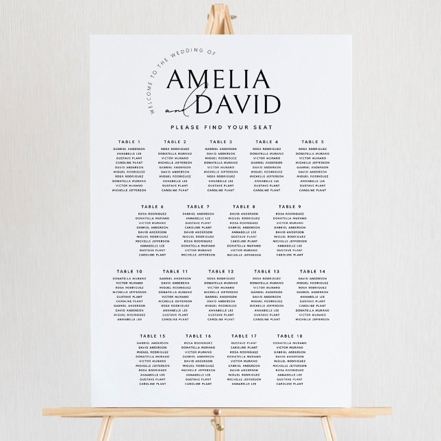 Modern 18 Tables Welcome Seating Chart Foam Board (Creator Uploaded)