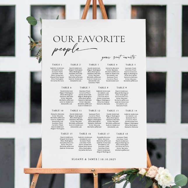 Modern 18 Tables Welcome Seating Chart Foam Board (Creator Uploaded)