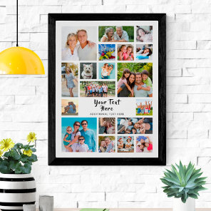 Modern 19 Photo Collage Custom Color Personalized  Poster
