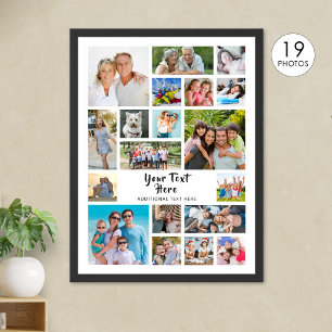 Modern 19 Photo Collage Custom Color Personalized  Poster