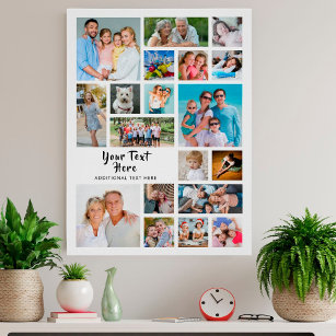 Modern 19 Photo Collage Custom Colors Personalized Poster