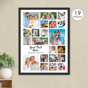 Modern 19 Photo Collage Custom Colors Personalized Poster