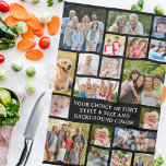 Modern 19 Photo Collage Personalized Custom Color Kitchen Towel<br><div class="desc">Create a modern, unique, photo collage kitchen towel utilizing this easy-to-upload photo collage template featuring 19 square and rectangle pictures to accommodate a variety of types of photos and personalized with your custom text in your choice of font styles, color and size as well as the towel color by changing...</div>