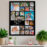 Modern 19 Photo Collage Personalized Poster<br><div class="desc">Create a modern, unique, photo collage poster, print or wall art utilizing this easy-to-upload photo collage template featuring 19 square and rectangle pictures to accommodate a variety of types of photos and personalized with your custom text. The editable text is shown in a suggested and changable hand lettered brush calligraphy...</div>
