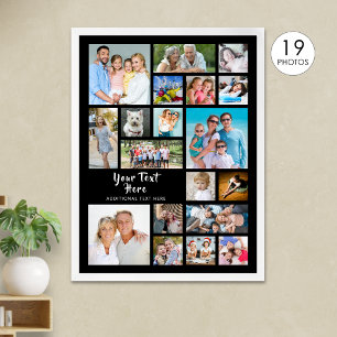 Modern 19 Photo Collage Personalized Poster