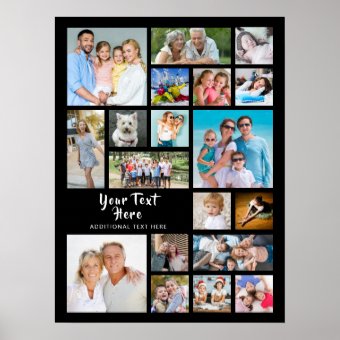 Modern 19 Photo Collage Personalized Poster | Zazzle