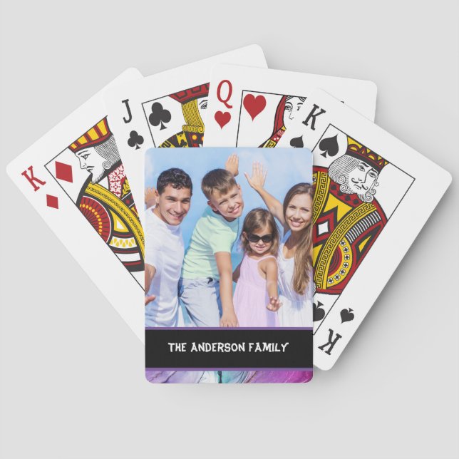 Modern 1 Family Photo Customizable  Poker Cards (Back)