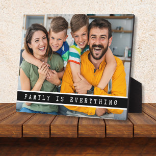 Modern 1 Family Photo Family Is Everything Quote Plaque