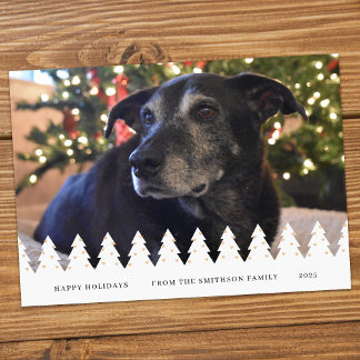 Modern 1-Photo Collage Customizable Christmas Card