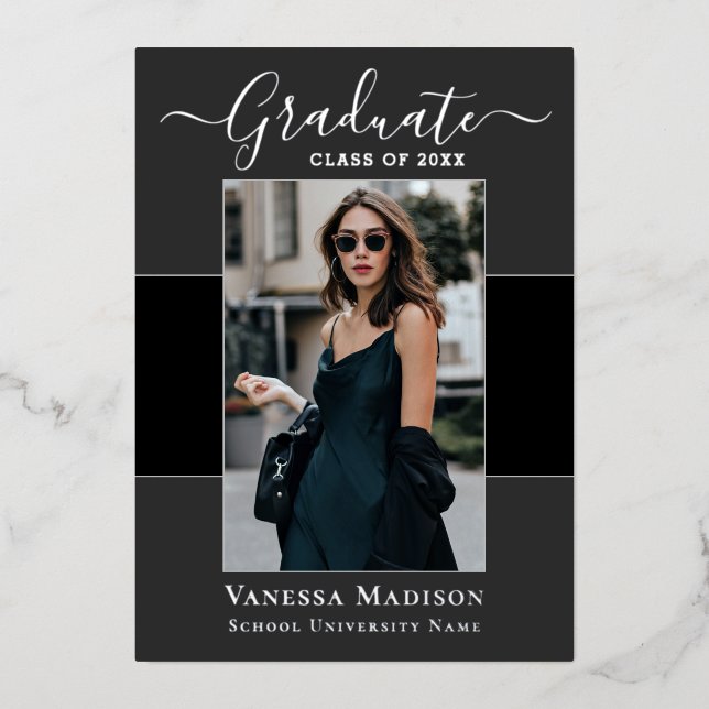 Modern | 1 Photo Foil Graduation Announcement (Front)