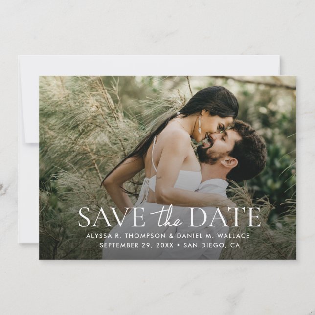 Modern 1 Photo QR Code Wedding Website  Save The Date (Front)