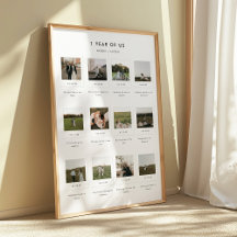 Modern 1st Anniversary 12 Photo Custom Couple