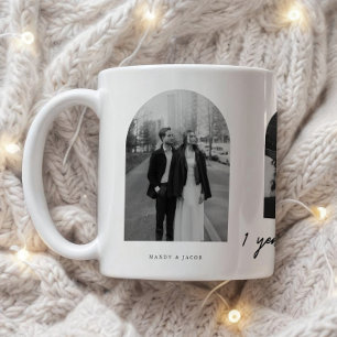 Modern 1st Anniversary Couple 3-Photo Arch Coffee Mug