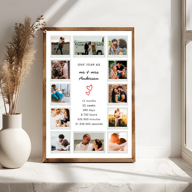 Modern 1st Anniversary Custom Photo Collage Poster (Creator Uploaded)