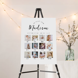 Modern 1st Birthday Baby Milestone Sign w/ Photos