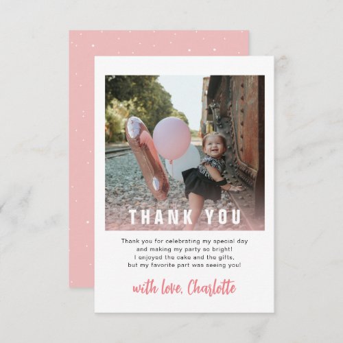 Modern 1st Birthday Kids Party Thank You Card