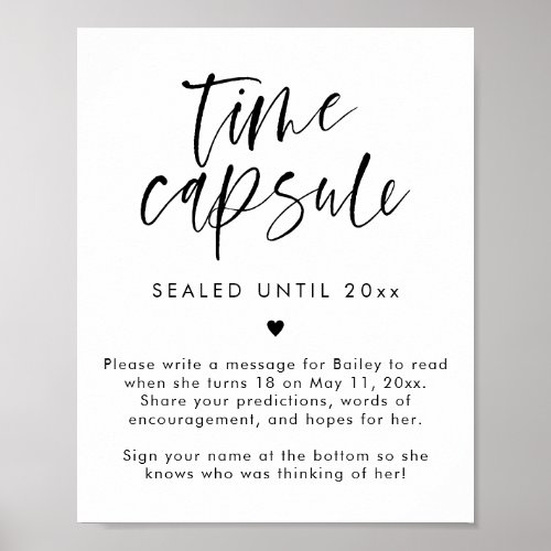 Modern 1st Birthday Time Capsule Sign