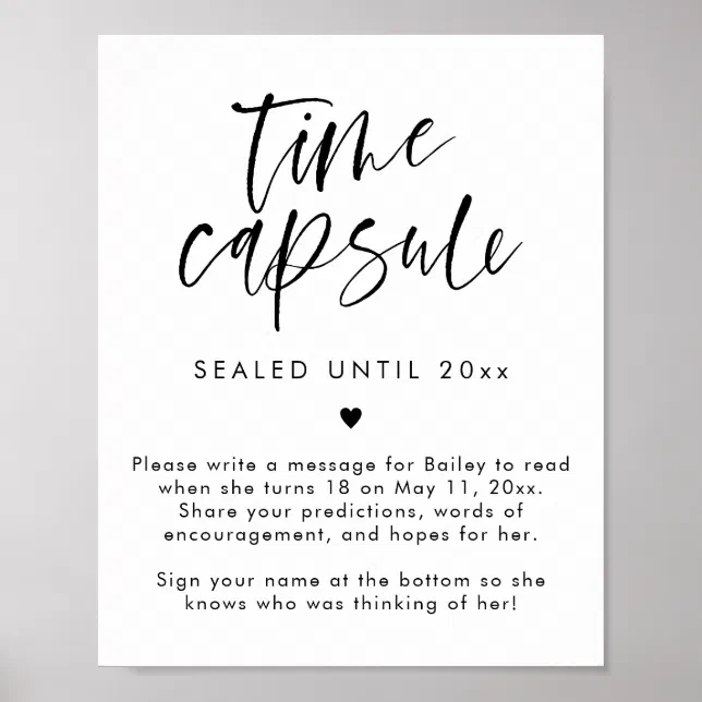 modern-1st-birthday-time-capsule-sign-zazzle for Free Printable 1st Birthday Time Capsule Letter Modern 1st Birthday Time Capsule Sign | Zazzle for Free Printable 1st Birthday Time Capsule Letter