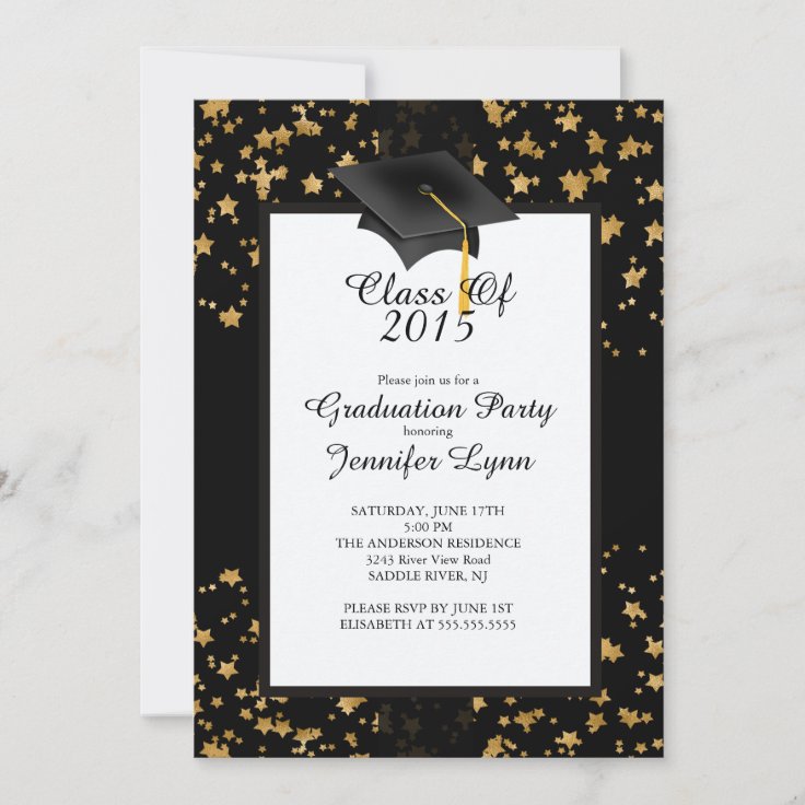 Modern 2015 Gold Black Graduation Party Invitation Zazzle 6209