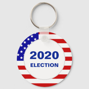 Modern 2020 US Flag & Editable Election Text Keychain