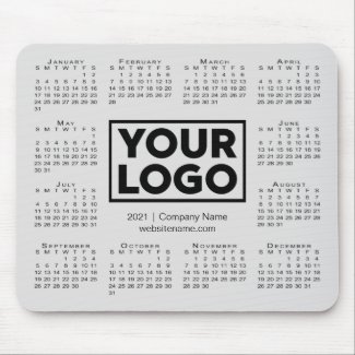 Modern 2021 Calendar Business Company Logo Gray Mouse Pad