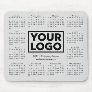 Modern 2021 Calendar Business Company Logo Gray Mouse Pad