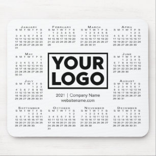 Modern 2021 Calendar Business Company Logo White Mouse Pad