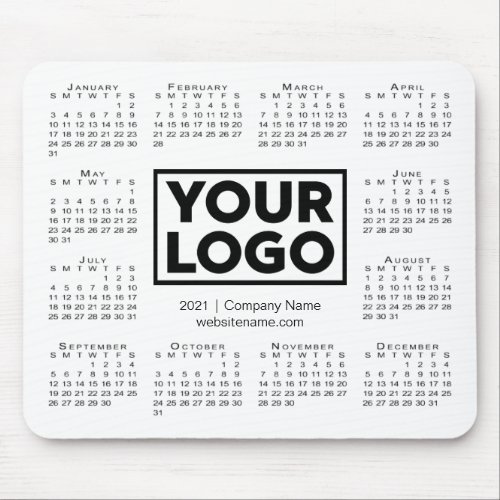 Modern 2021 Calendar Business Company Logo White Mouse Pad