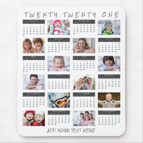 Modern 2021 Calendar Photo Collage Personalized Mouse Pad