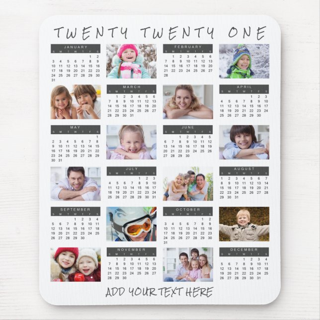 Modern 2021 Calendar Photo Collage Personalized Mouse Pad (Front)